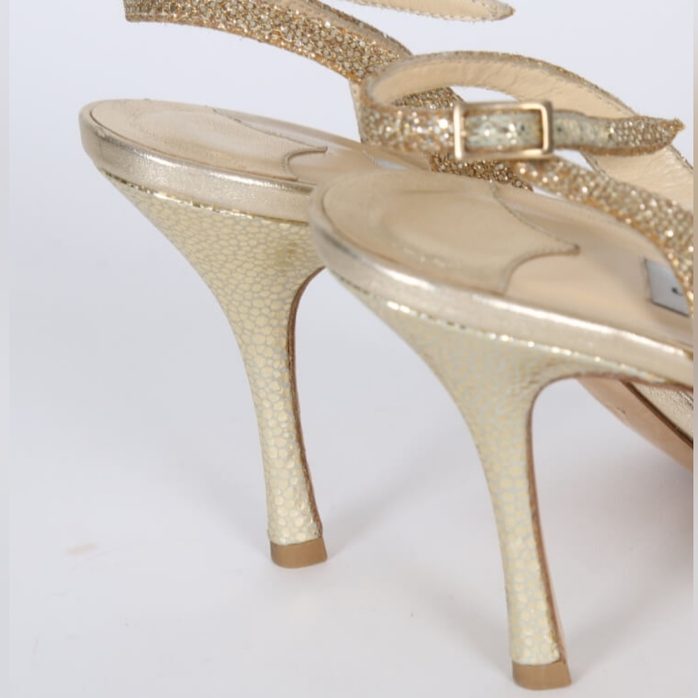 Jimmy Choo Silver Glitter Slingback Heels - Picture 7 of 12
